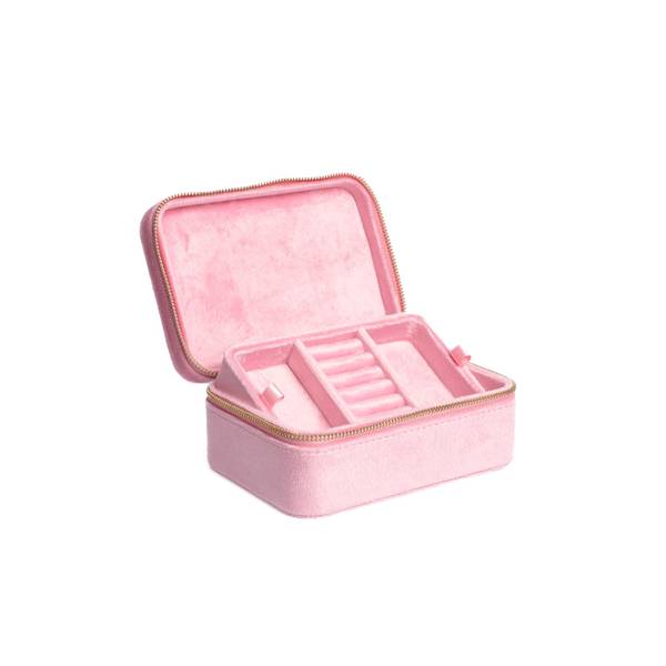 Dark,  Velvet Jewellery Box off pale pink